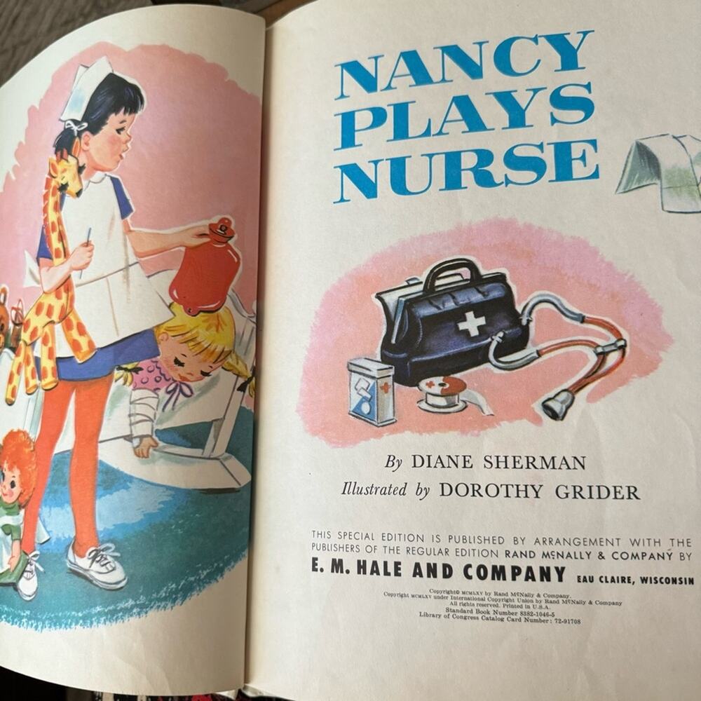 Nancy Plays Nurse, 1965 GIANT BOOK, Diane Sherman Vintage Children's Books. - Picture 3 of 12